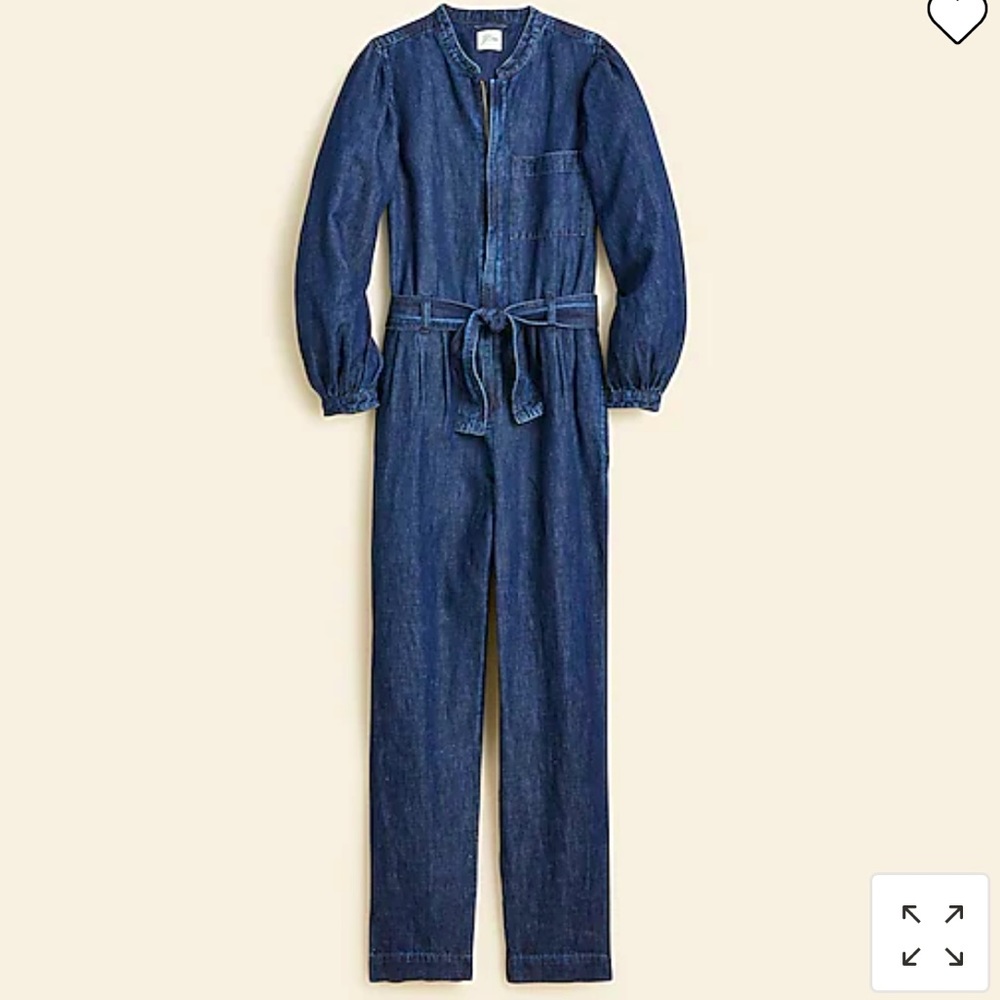 J Crew Puff-sleeve denim jumpsuit, lightly worn